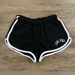 PINK Victoria's Secret Love Pink Black Contrast Trim Athletic Shorts